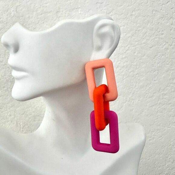 Color block link earrings - Picture 1 of 7